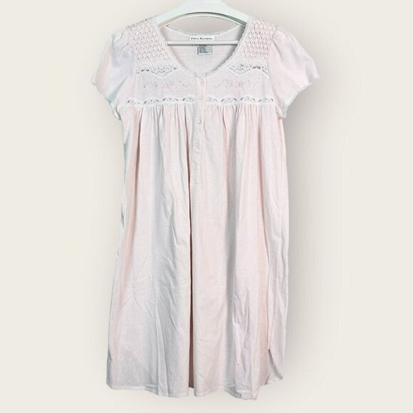 Vintage Miss Elaine Cotton Blend Lace & Embroidered Detail Nightgown - Picture 1 of 8